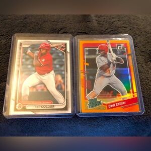 Cam Collier 2023 Donruss Baseball Rated Prospect Orange Holo Parallel-Reds